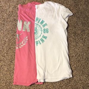 Used Victoria’s Secrets Pink Sz XXL cotton short sleeve T-shirt pink & white